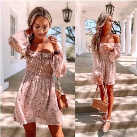 Reformation Morris Floral Long Sleeve Mini Dress - Picture 1 of 7